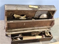 EARLY WOOD CARPENTERS BOX W/CONTENTS