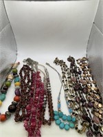 BEAD & STONE NECKLACE LOT OF 8