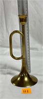 Vtg Brass Bugle Horn Candlestick Holder