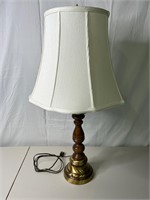 Wooden Table Lamp with Metal Accents