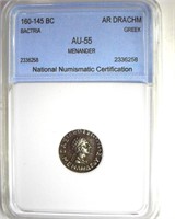 160-145 BC Menander NNC AU55 AR Drachm