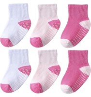 6 PAIRS OF TODDLER SOCKS WITH GRIP ON BOTTOM,