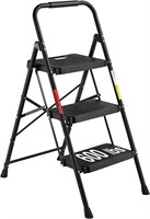BONTEC 3-Step Ladder  Load 600lbs  Black