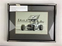 Framed and Matted 1973 DeMario Sprint car #1