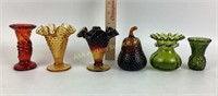 Glass vases amber & amberina, amber glass pear