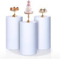 3Pcs Cylinder Pedestal Stands  Round-White