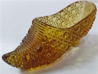 Antique Amber Glass Victorian Shoe Slipper