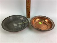 (2) middle eastern copper & tin bowls