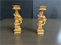 Pair of Gold Plated Baby Candle Holders (x2)