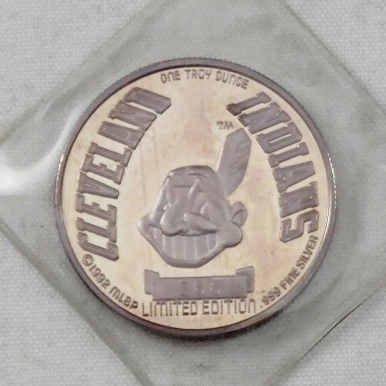 .999 SILVER CLEVELAND INDIAN COIN 1ozt