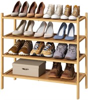 4-Tier Shoe Rack for Entryway, Bamboo Wood Shoe