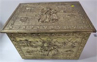 Embossed Brass Scene Wooden Storage Box