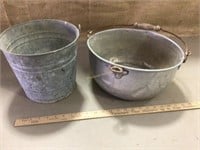 Vintage galvanized buckets 10", 13”