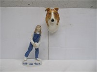 COLLIE WALL MOUNT AND B&G STATUE