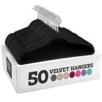 Zober Velvet Hangers 50 Pack - Heavy Duty Black