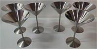6 Polished Stainless Steel Martini Glasses