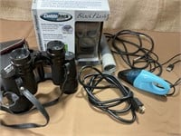 Game camera, binoculars, hdmi cord, mini-vac