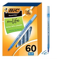 BIC Round Stic Xtra Life Blue Ballpoint Pens,