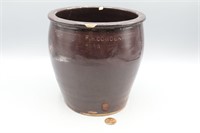 Antique F.W. Cowden Dark Brown Glaze Pottery Jar