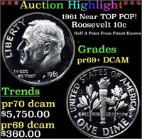 Proof ***Auction Highlight*** 1961 Roosevelt Dime