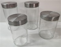 4 Glass Canister Set w/ Stainless Lids