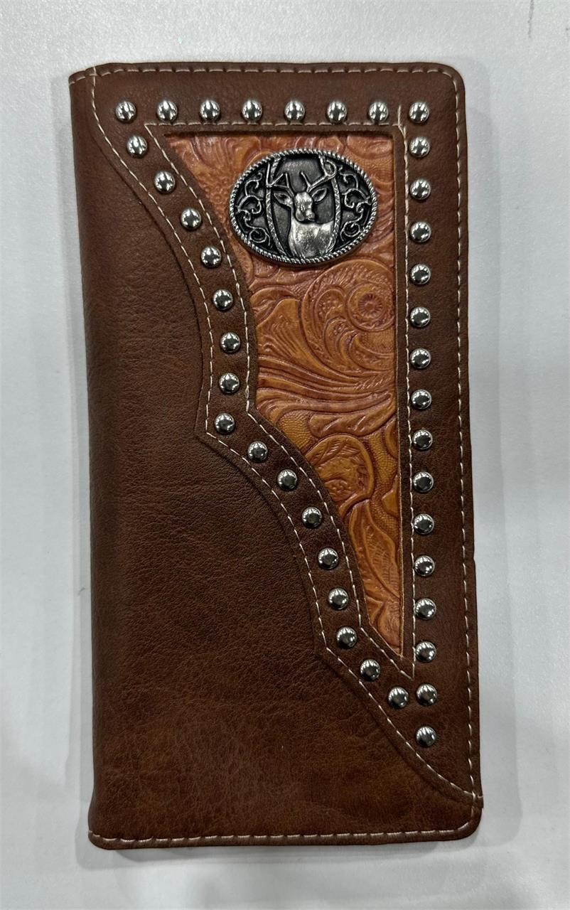 Premium Genuine Leather Wallet - Mix Logo, Brown