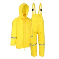 Yellow XXL 3-Piece Rain Suit with Reflective Tape