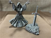 Pewter fantasy swords and wizard