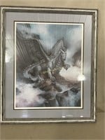 M. Ricker framed and matted dragon print