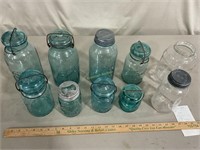Blue Ball Jars with lids, Rath’s clear jar