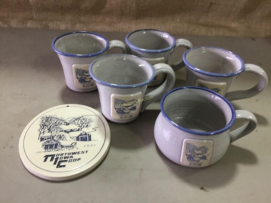Vintage cups, mug and ceramic NIC plaque