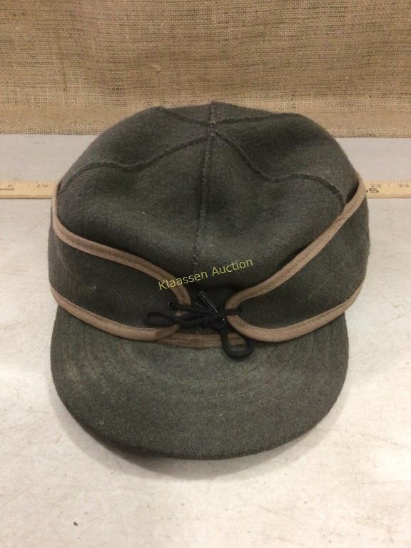 Stormy Kromer Mercantile winter hat with flaps.