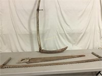 Antique sickle and saws