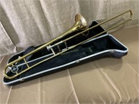 Besson gold tone slide trombone w/case