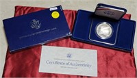 1987 U.S. CONSTITUTION SILVER $1 COIN W/BOX