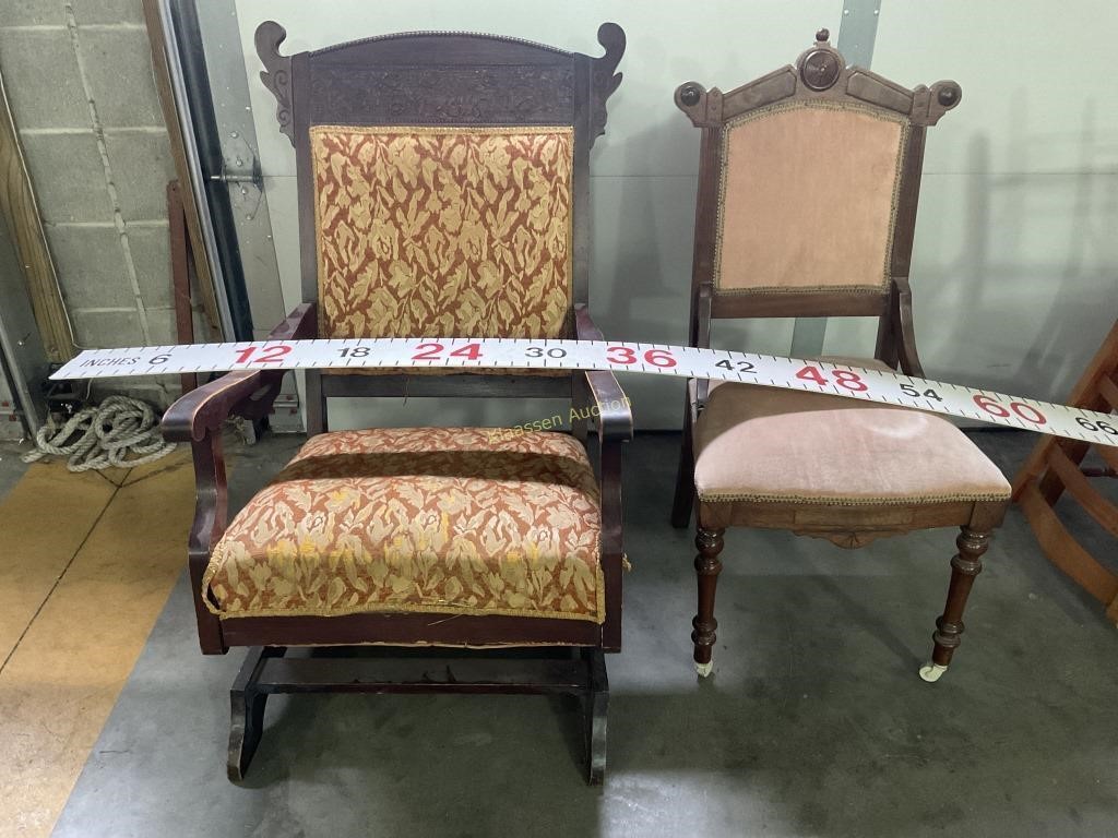 Two vintage chairs.