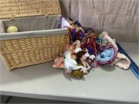 Yarn, knitting "boards, basket, TY animals