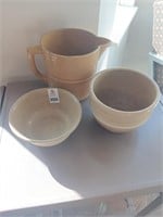 3 early pottery bowls & pitcher