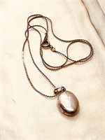 Old Sterling Locket w/ chain   Signed estate pc
