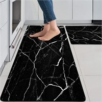 Black White Marble Anti Fatigue Kitchen Mat Non-Sk