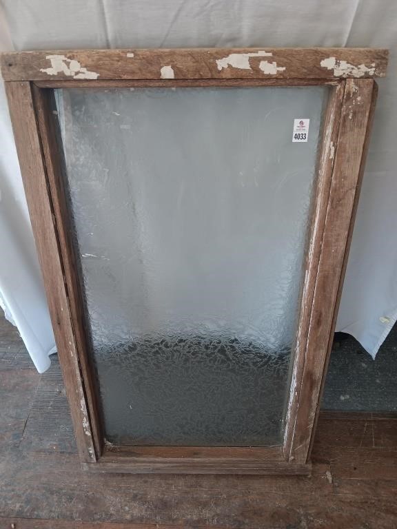 Antique etched glass window