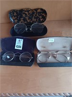 3 pairs eye glasses (one gold filled)