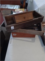 4 early small wood boxes