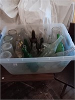 Large amount glass bottles w/ tote
