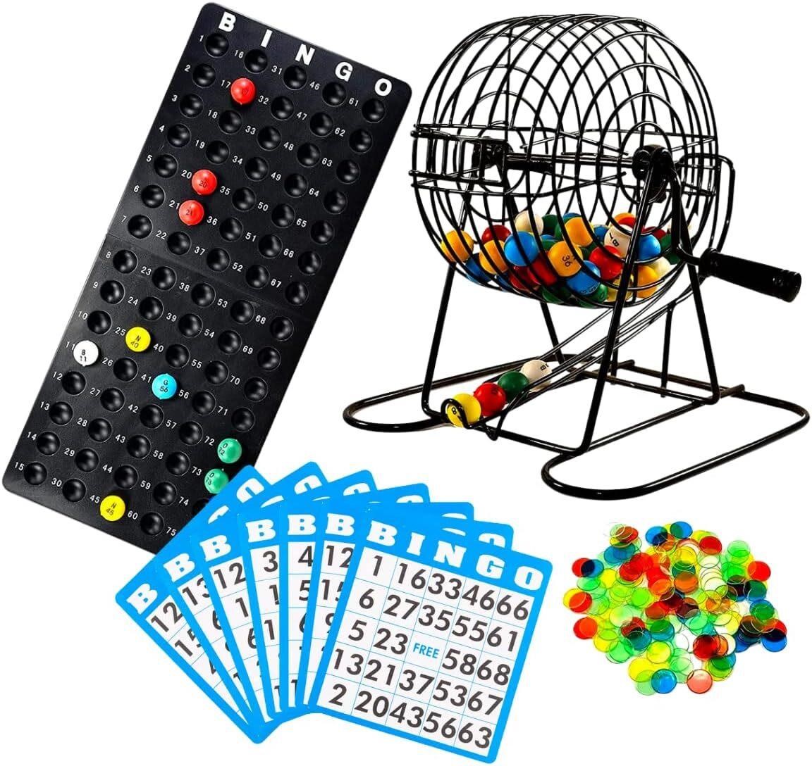 Deluxe Bingo Set - 6 Inch Cage  18 Cards  75 Balls
