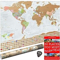 World Map 36x24 Scratch Off Poster with Flags