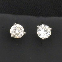 1.1CT TW Diamond Stud Earrings In Platinum Martini