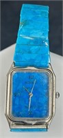 Vintage Japan Movt Navajo Turquoise Watch In