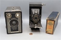 Vtg. Kodak Brownie Target & Folding Premo Cameras