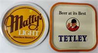 Tin Tetley & Matty's Light Beer Trays